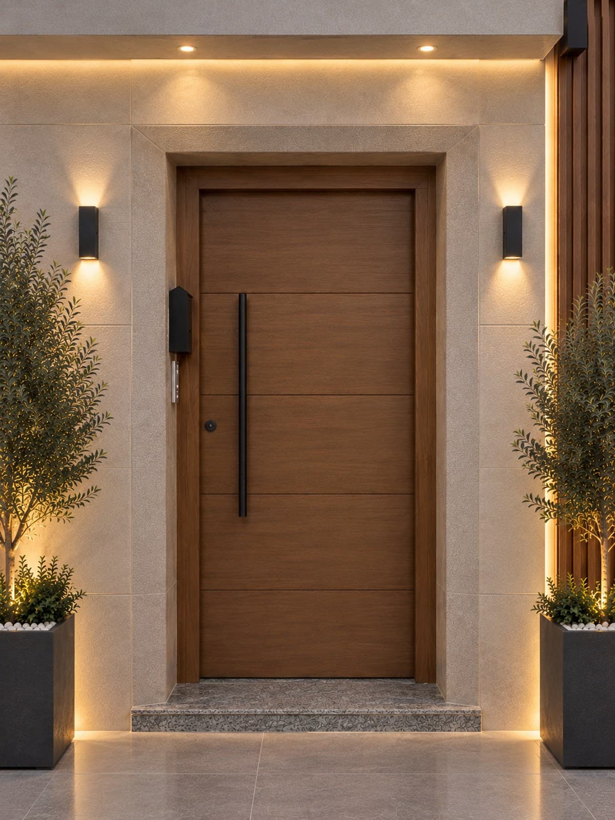 Moderna con tirador vertical en roble medio